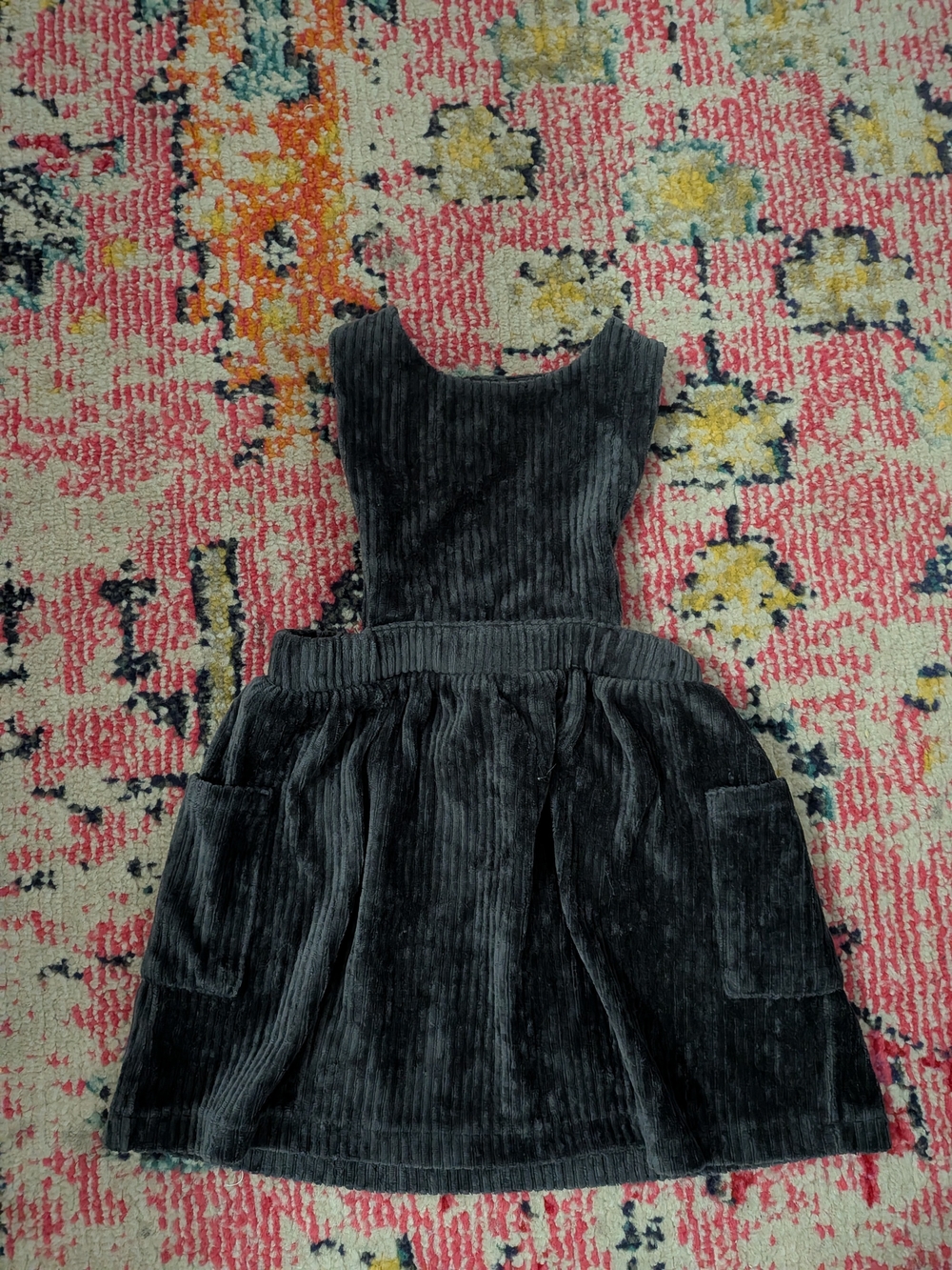 Play Up Girls Sleeveless Corduroy Pinafore Dress in Charcoal Gray